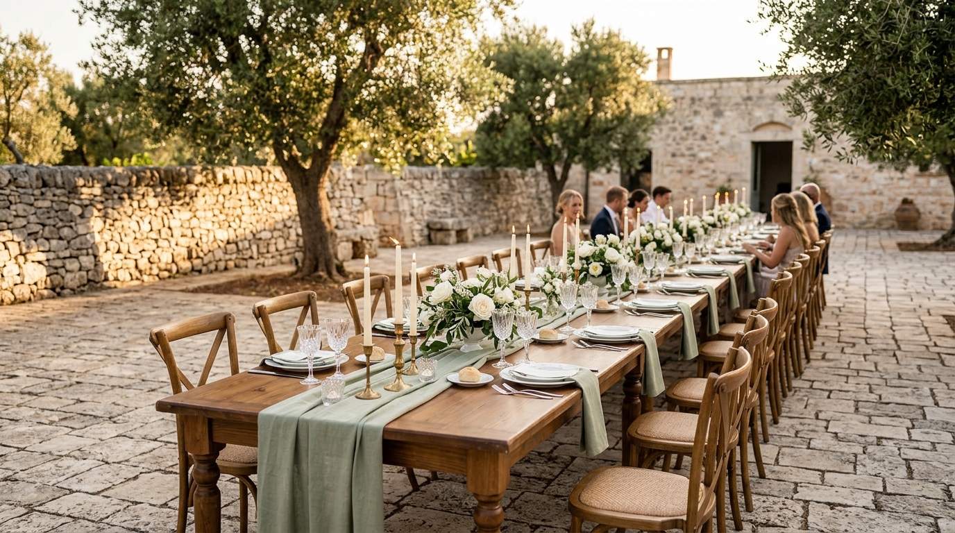 Allestimento floreale in masseria pugliese
